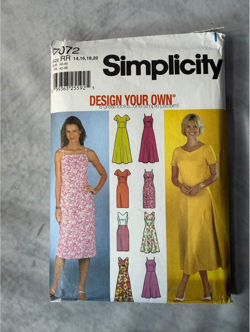 Vintage 2002 Simplicity 7072 Misses Dress Sewing Pattern Size 14 16 18 20